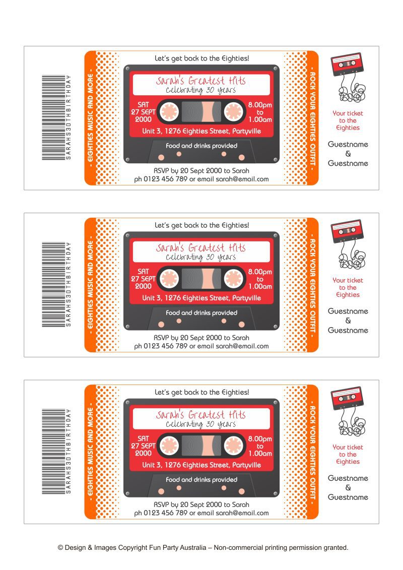 Cassette Tape Birthday Party Invitation PDF