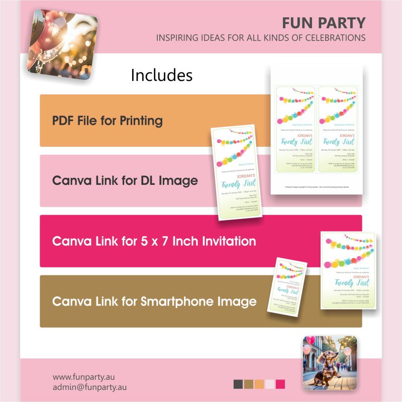 Party Lights Birthday Party Invitation Package