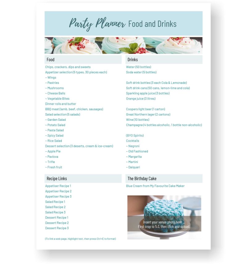 Party Planning Template Page 5