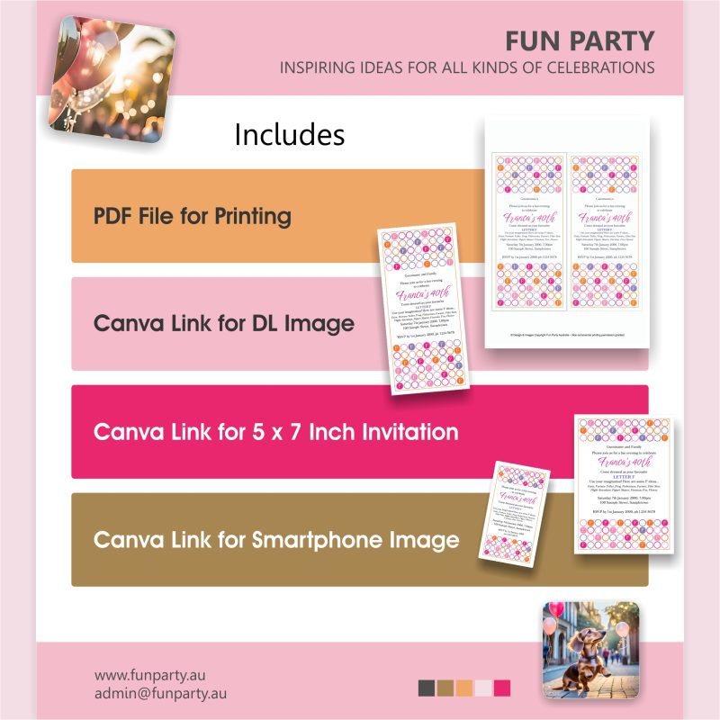 Letter Spot Pink Invitation Inclusions